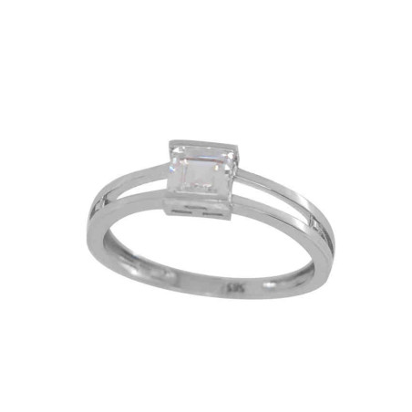 Μονόπετρο από λευκόχρυσο 14 καρατίων