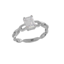 Μονόπετρο από λευκόχρυσο 14 καρατίων