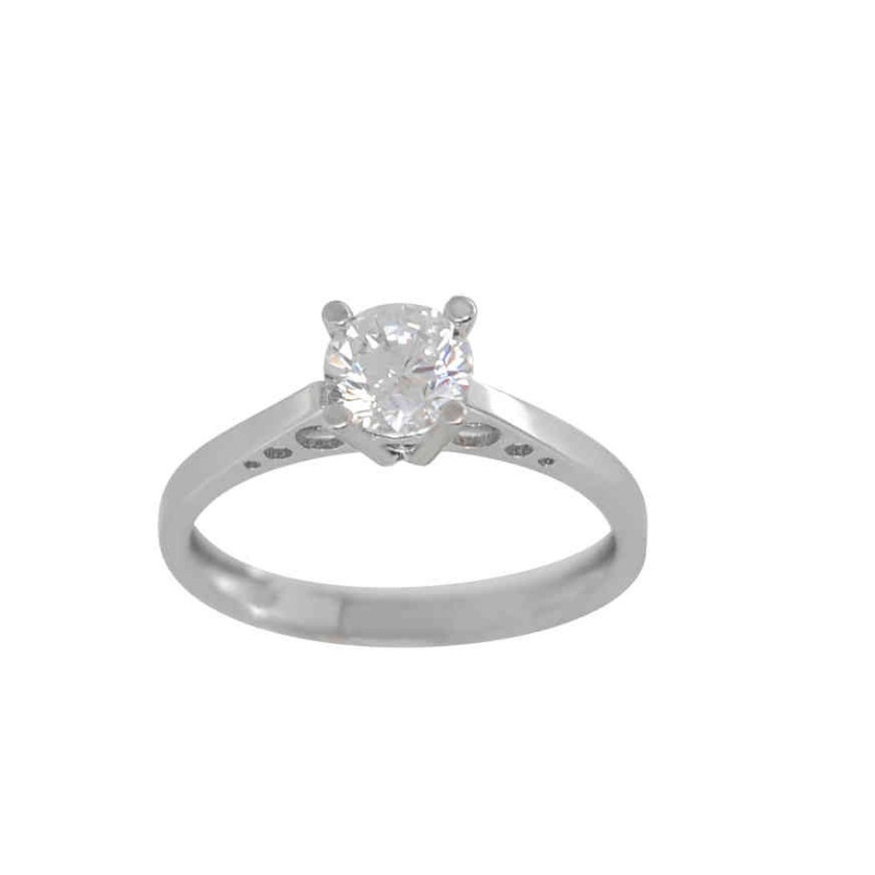 Μονόπετρο από λευκόχρυσο 14 καρατίων