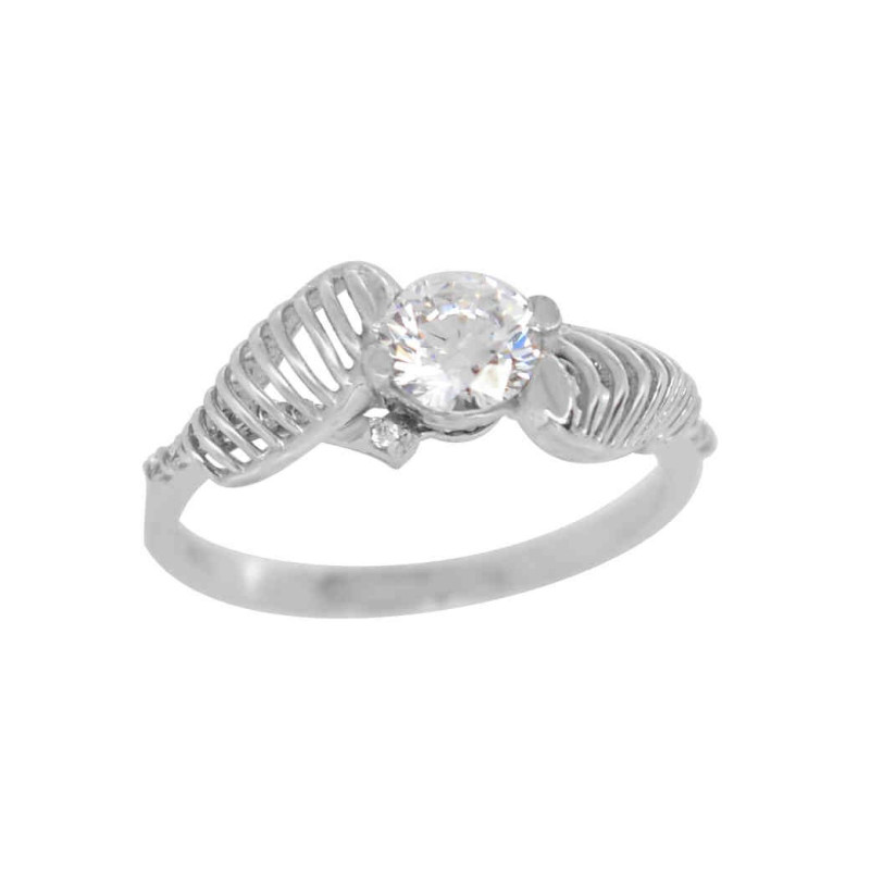 Μονόπετρο από λευκόχρυσο 14 καρατίων