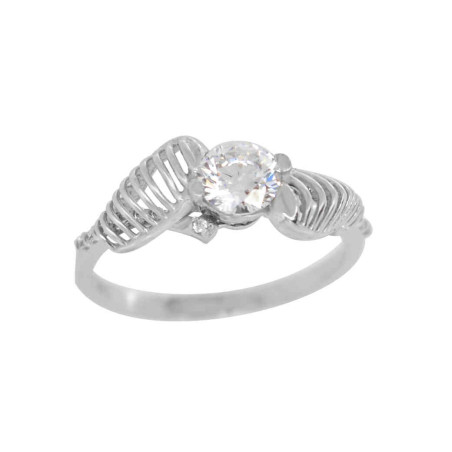 Μονόπετρο από λευκόχρυσο 14 καρατίων