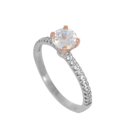 Μονόπετρο από λευκόχρυσο 14 καρατίων