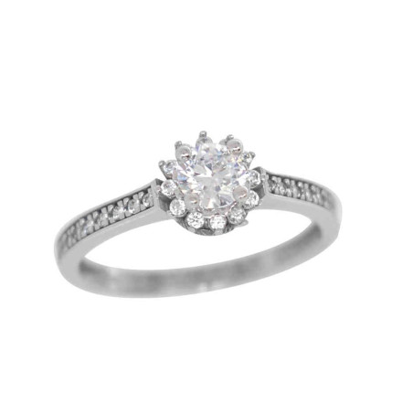 Μονόπετρο από λευκόχρυσο 14 καρατίων