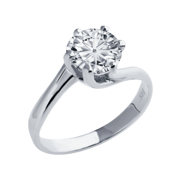 Μονόπετρο από λευκόχρυσο 14 καρατίων