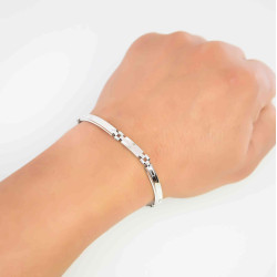 Βραχιόλι χειροπέδα λευκόχρυσο 14 καρατίων