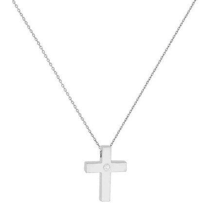 Κολιέ λευκόχρυσο 14 καρατίων σταυρουδάκι