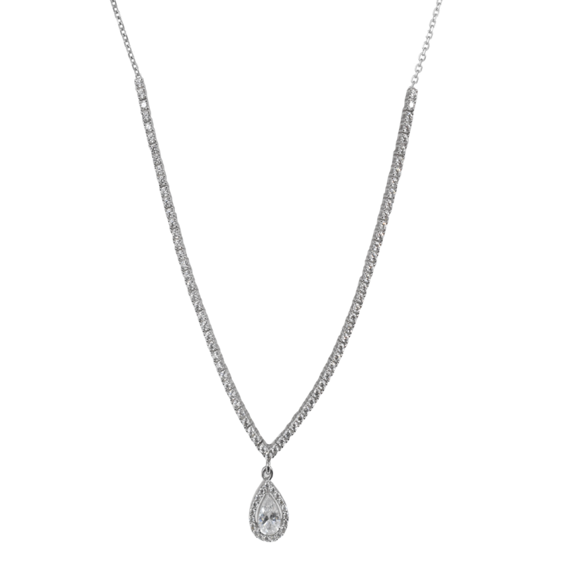 Κολιέ Λευκοχρυσό 14 καρατίων Ζιρκον