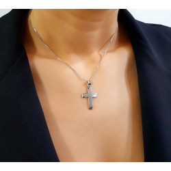Λευκόχρυσος αντρικός σταυρός 14 Καρατίων