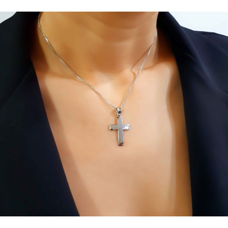 Λευκόχρυσος αντρικός σταυρός 14 Καρατίων
