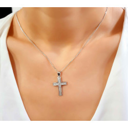 Λευκόχρυσος γυναικείος σταυρός 14 Καρατίων