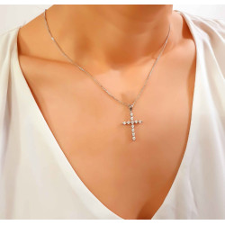 Λευκόχρυσος γυναικείος σταυρός 14 Καρατίων