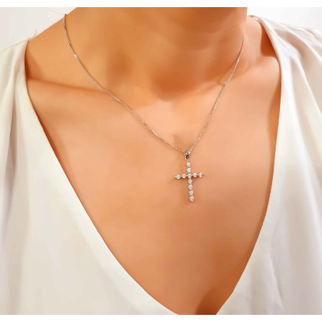 Λευκόχρυσος γυναικείος σταυρός 14 Καρατίων