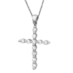Λευκόχρυσος γυναικείος σταυρός με αλυσίδα 14 Καρατίων