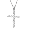 Λευκόχρυσος γυναικείος σταυρός με αλυσίδα 14 Καρατίων