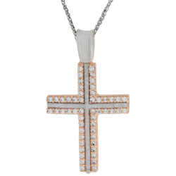 Λευκόχρυσος γυναικείος σταυρός 14 Καρατίων