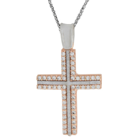 Λευκόχρυσος γυναικείος σταυρός 14 Καρατίων