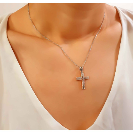 Λευκόχρυσος γυναικείος σταυρός 14 Καρατίων