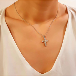 Λευκόχρυσος γυναικείος σταυρός 14 Καρατίων
