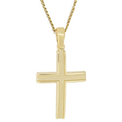 Χρυσός ανδρικός σταυρός με αλυσίδα 14 Καρατίων
