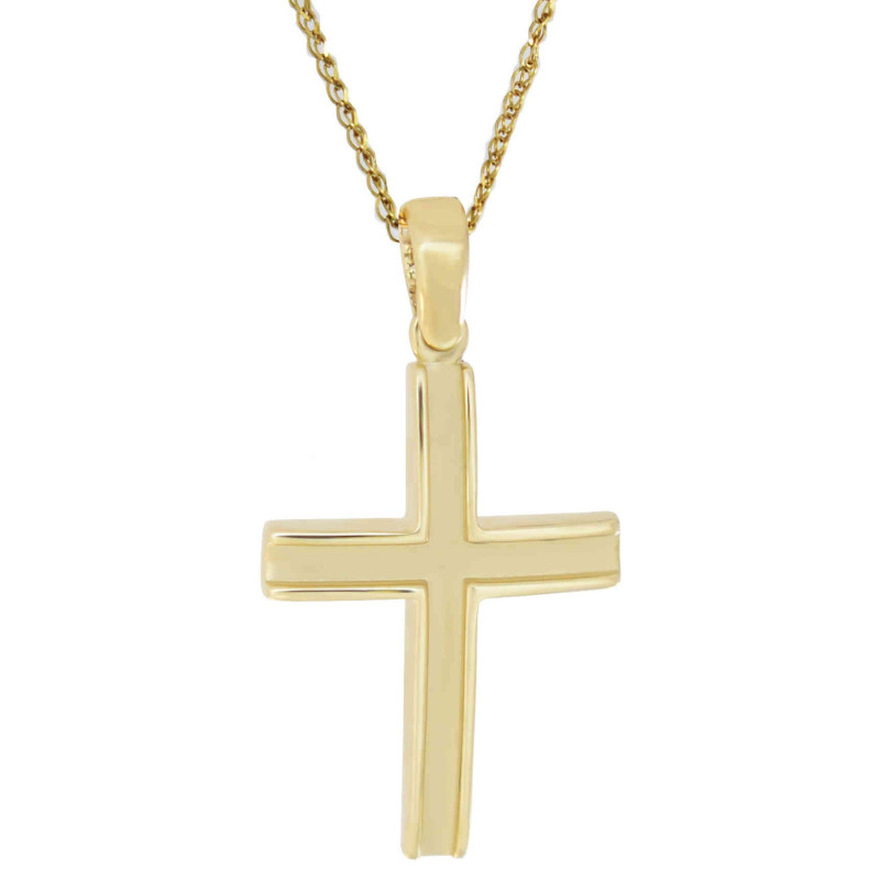 Χρυσός ανδρικός σταυρός με αλυσίδα 14 Καρατίων