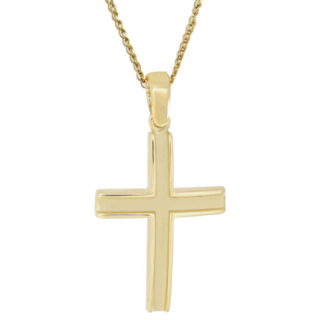 Χρυσός ανδρικός σταυρός με αλυσίδα 14 Καρατίων