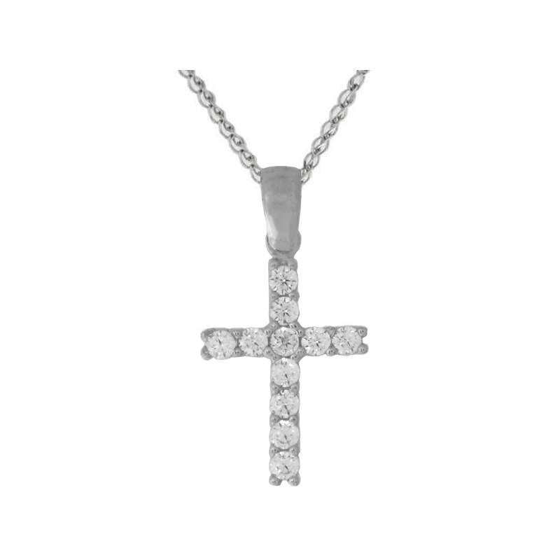 Λευκόχρυσος γυναικείος σταυρός 14 Καρατίων