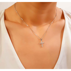 Λευκόχρυσος γυναικείος σταυρός 14 Καρατίων