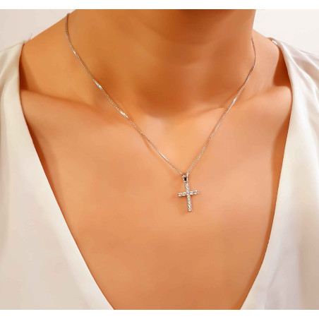 Λευκόχρυσος γυναικείος σταυρός 14 Καρατίων