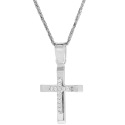 Λευκόχρυσος γυναικείος σταυρός 14 Καρατίων