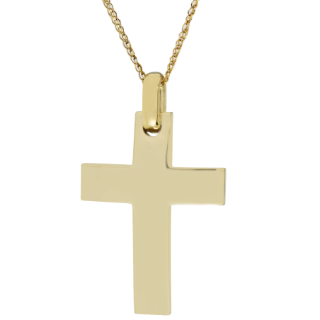 Χρυσός αντρικός σταυρός με αλυσίδα 14 Καρατίων