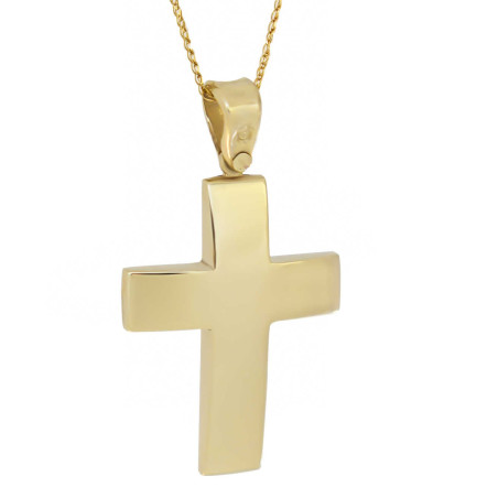 Χρυσός Ανδρικός σταυρός με αλυσίδα 14 Καρατίων