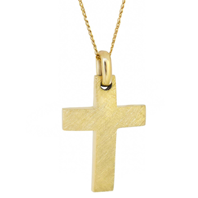 Χρυσός ανδρικός σταυρός με αλυσίδα 14 Καρατίων