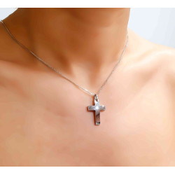 Λευκόχρυσος γυναικείος σταυρός 14 Καρατίων