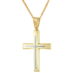 Χρυσός Ανδρικός Σταυρός Με Αλυσίδα 14 Καρατίων