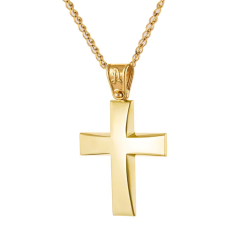 Χρυσός Ανδρικός σταυρός με αλυσίδα 14 Καρατίων