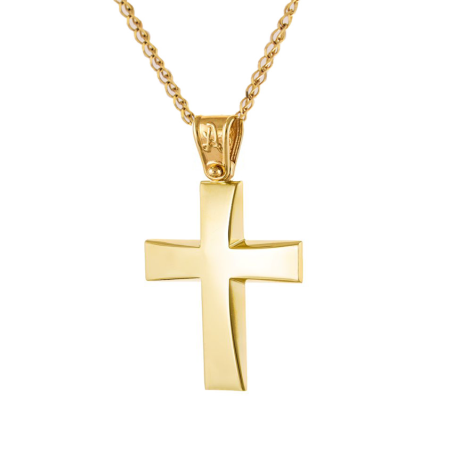 Χρυσός Ανδρικός σταυρός με αλυσίδα 14 Καρατίων