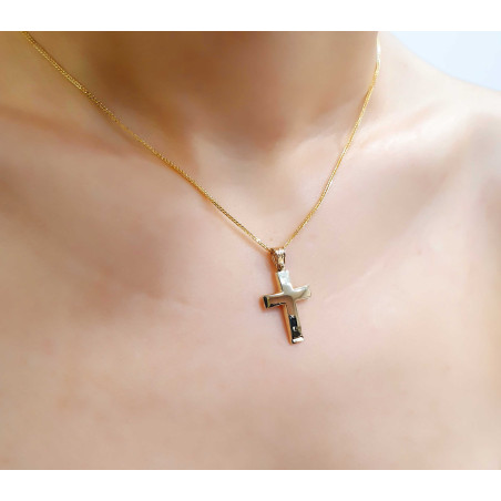 Χρυσός Ανδρικός σταυρός με αλυσίδα 14 Καρατίων