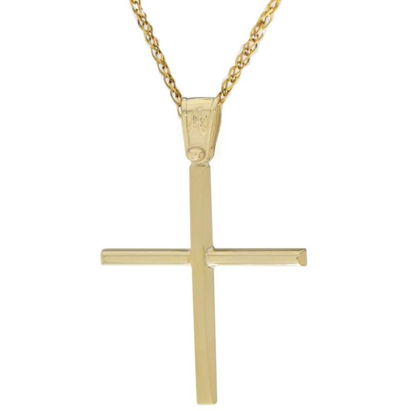 Χρυσός Ανδρικός σταυρός με αλυσίδα 14 Καρατίων