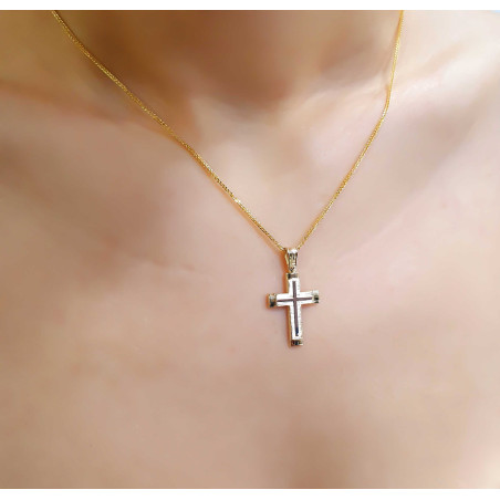 Χρυσός Ανδρικός σταυρός με αλυσίδα 14 Καρατίων