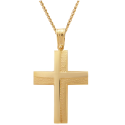 Χρυσός Ανδρικός σταυρός με αλυσίδα 14 Καρατίων
