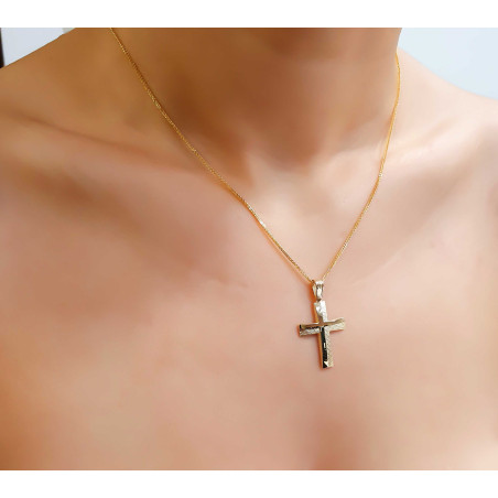 Χρυσός Ανδρικός σταυρός με αλυσίδα 14 Καρατίων