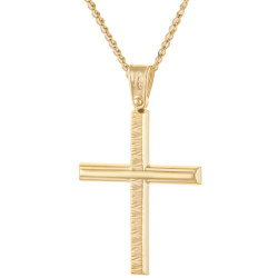 Χρυσός Ανδρικός σταυρός με αλυσίδα 14 Καρατίων