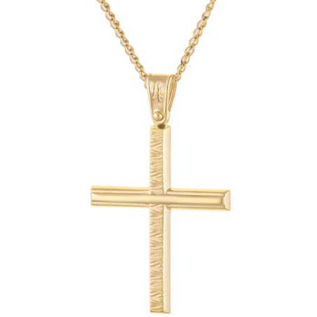 Χρυσός Ανδρικός σταυρός με αλυσίδα 14 Καρατίων