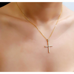 Χρυσός Ανδρικός σταυρός με αλυσίδα 14 Καρατίων