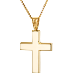 Χρυσός Ανδρικός σταυρός με αλυσίδα 14 Καρατίων