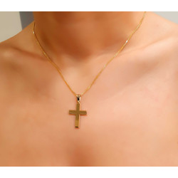 Χρυσός Ανδρικός σταυρός με αλυσίδα 14 Καρατίων