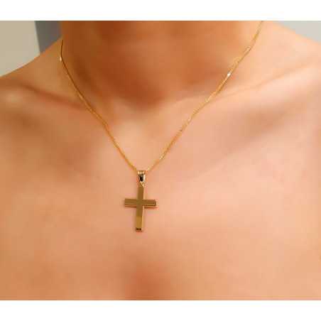 Χρυσός Ανδρικός σταυρός με αλυσίδα 14 Καρατίων