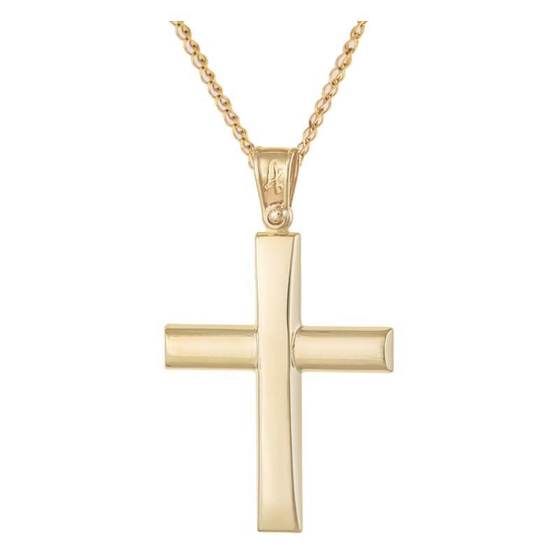Χρυσός Ανδρικός Σταυρός Με Αλυσίδα 14 Καρατίων