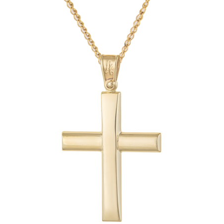 Χρυσός Ανδρικός Σταυρός Με Αλυσίδα 14 Καρατίων