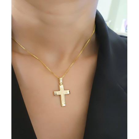 Χρυσός Ανδρικός σταυρός με αλυσίδα 14 Καρατίων